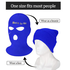 3 Holes Letter Embroidered Knit Cap Wool Ear Protection Riding Cap