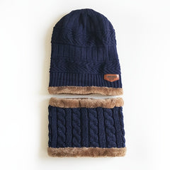 Knitted Woolen Beanie Plus Fleece Thickened Hat Scarf