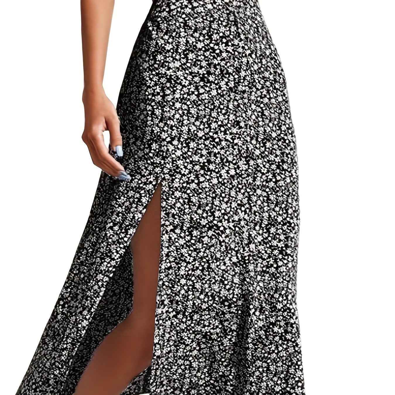 Floral Print Split Skirt for Spring & Summer