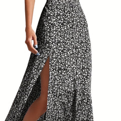 Floral Print Split Skirt for Spring & Summer