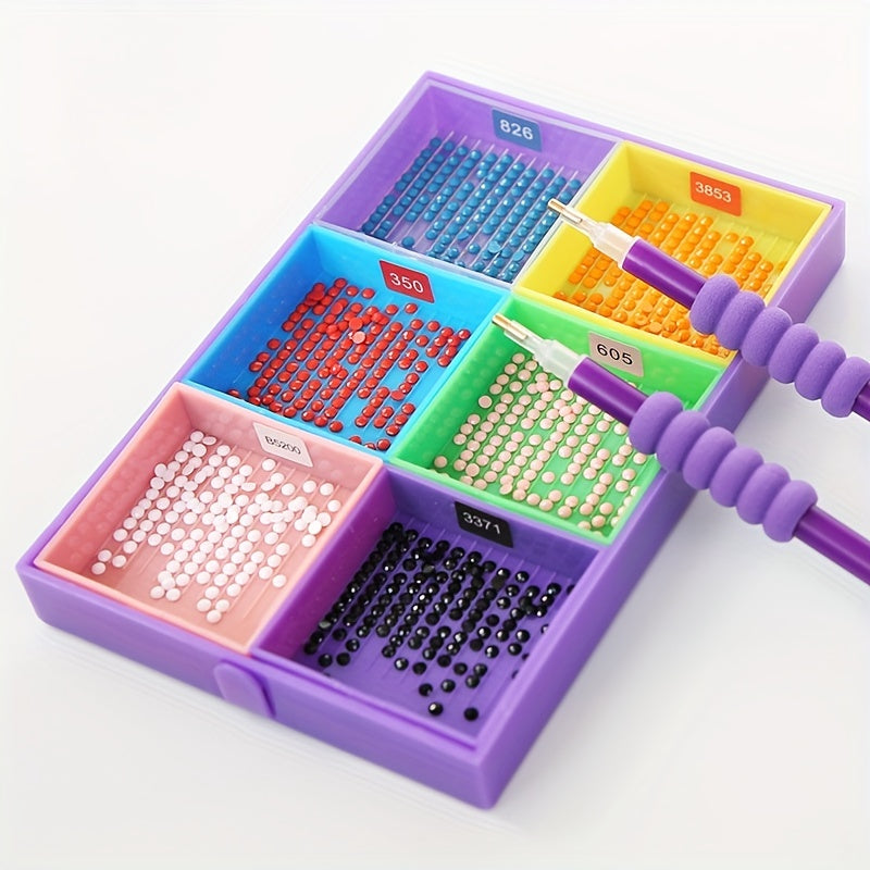 6 Grid Palette Diamond Painting Tray Kits Large Capacity Drill Plate