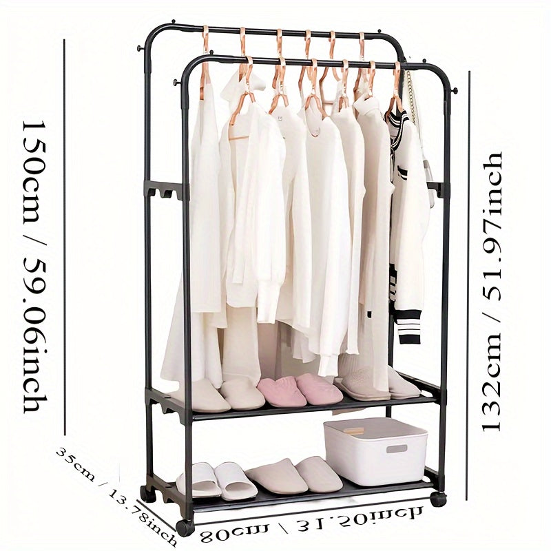 Thickened Drying Rack Shoe Cap Storage Coat Rack With Wheels