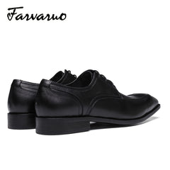 FARWARWO Men's Leather Derby Shoes Pointed Toe Formal Dress Shoes