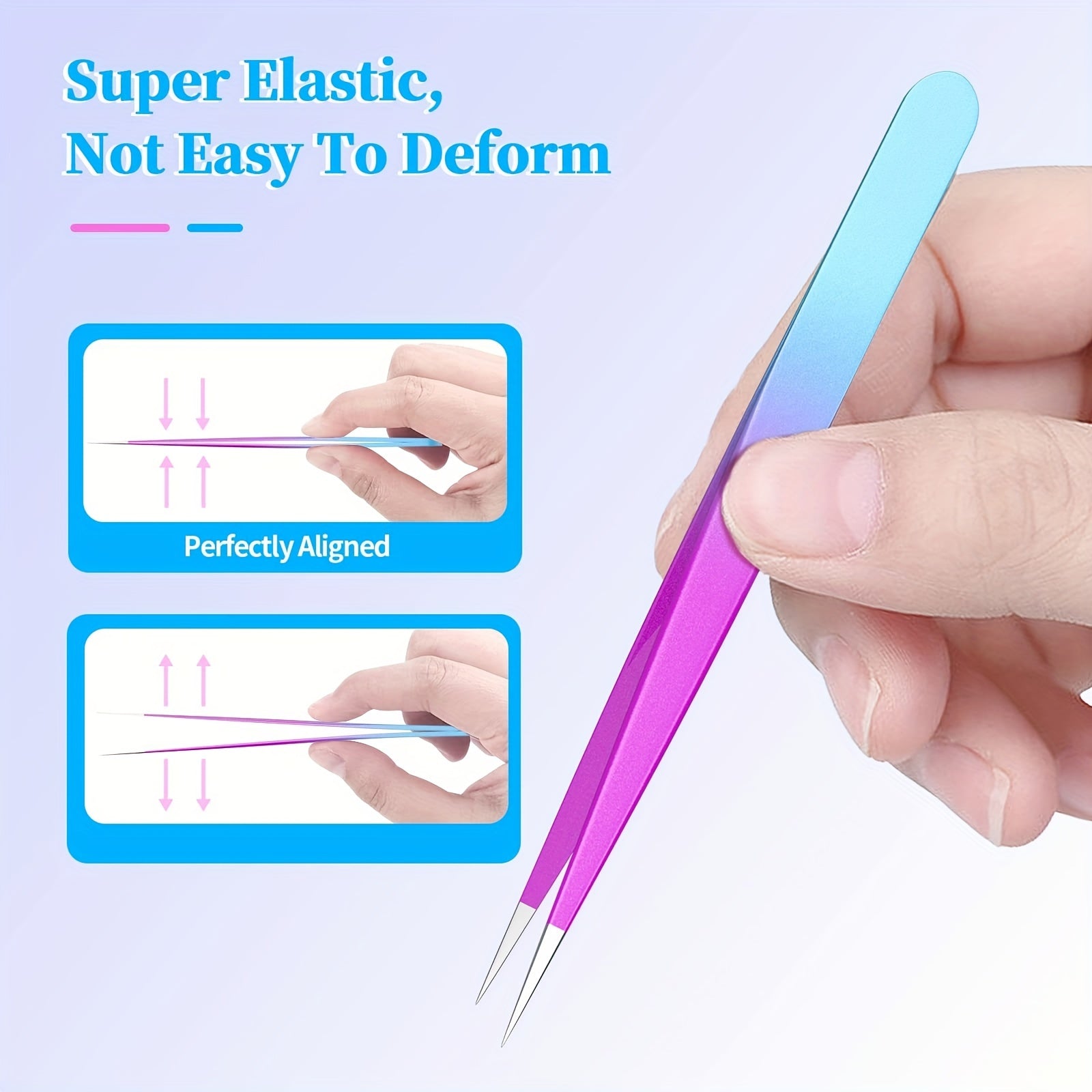 2pcs Precision Lash Tweezers Set Stainless Steel Blackheads Facial Hair Ingrow