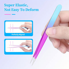 2pcs Precision Lash Tweezers Set Stainless Steel Blackheads Facial Hair Ingrow