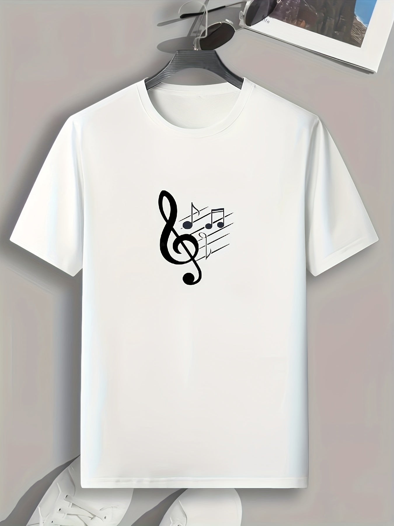 Musical Note Print Men's Tee Casual Comfy T Shirt for Summer
