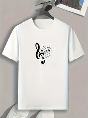 Musical Note Print Men's Tee Casual Comfy T Shirt for Summer