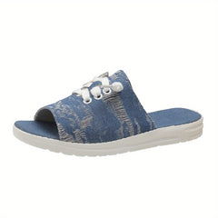 Women's Soft Washed Denim Sport Sandals Open Toe Slides