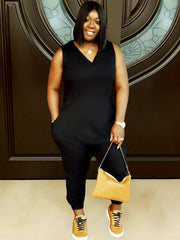 V-Neck Tank Jumpsuit With Pockets