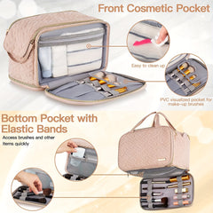 Large Capacity Toiletry Bag Portable Cosmetic Organizer Pink