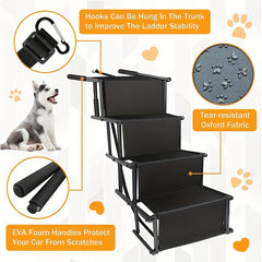 Dog Ramp Car Stairs Aluminum Frame 4 Steps Portable Lightweight Pet Stairs