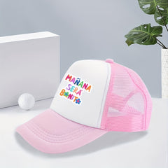 Y2K Letter Print Trucker Hat Pink Block Mesh Baseball Cap