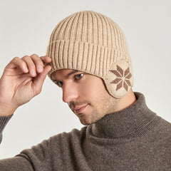 Men's Plush Warm Knitted Hat Beanie Cap With Ear Flaps