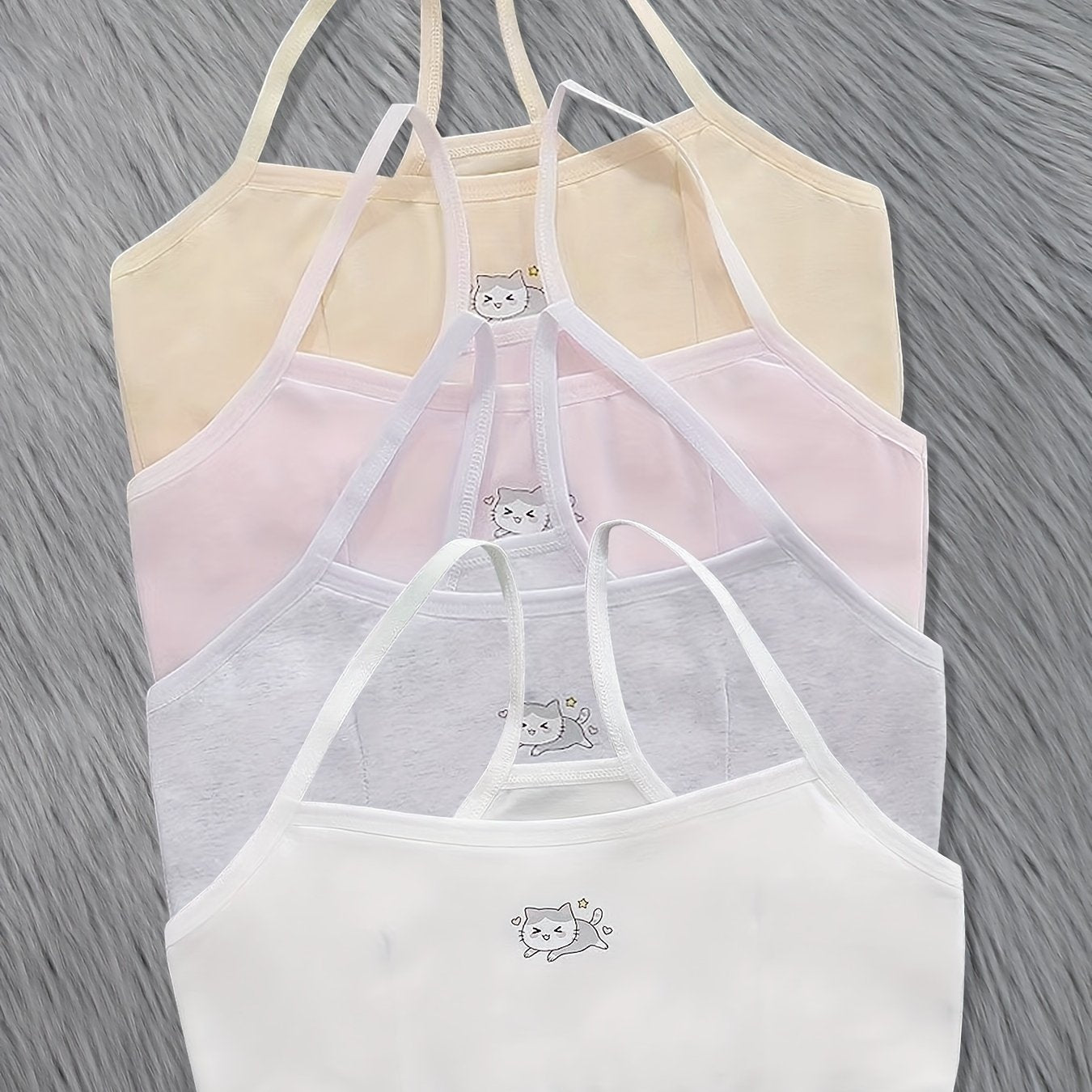 Girl's Cartoon Cat Print Underwear 95 Cotton Bralette 7-14Y