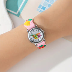 Silicone Fruit Decor Round Quartz Watch Girls Accessories