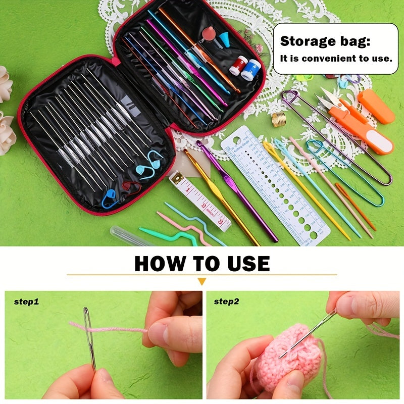 100pcs Crochet Set With Storage Box Ergonomic Knit DIY Hand Woven Craft Art Tool