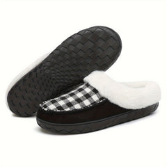 Plaid Plush Lined Thermal Furry Snow Shoes Fall Winter Keep Warm Comfortable