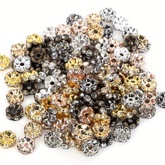 50Pcs Crystal Rhinestone Rondelle Spacer Beads for Jewelry Making