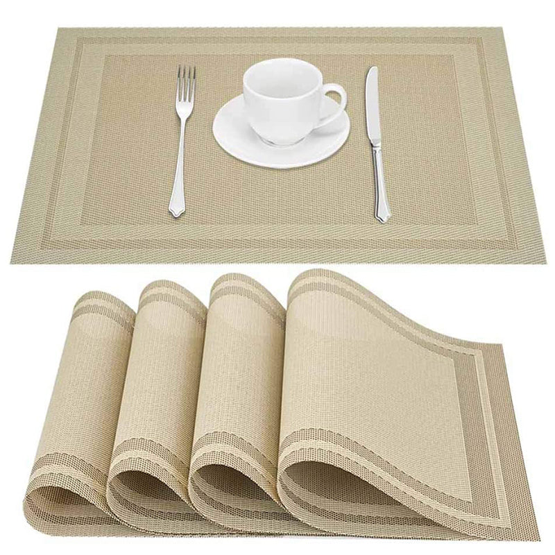 Set of 4 Heat Resistant Placemats Washable PVC Table Mats