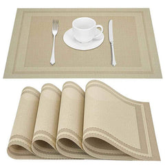 Set of 4 Heat Resistant Placemats Washable PVC Table Mats