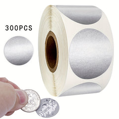 300pcs Gray Silvery Scratch Stickers Roll Shape Adhesive Labels