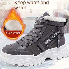 Women's Winter Plush High Top Sneakers Lace Up Thick Platform Boots