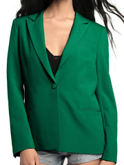 Solid Long Sleeve Button Blazer Double Lapel Jacket