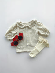 Toddler Girls Casual Blouse Button Round Collar Shirt