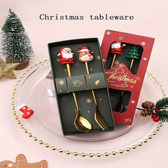 Christmas Spoon Set Santa Claus Elk Doll Spoon