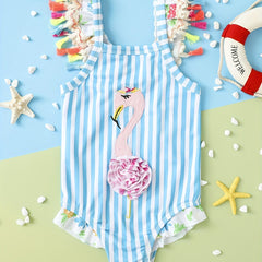Girls Flamingo One Piece Swimsuit Summer Beach Bathing Suit