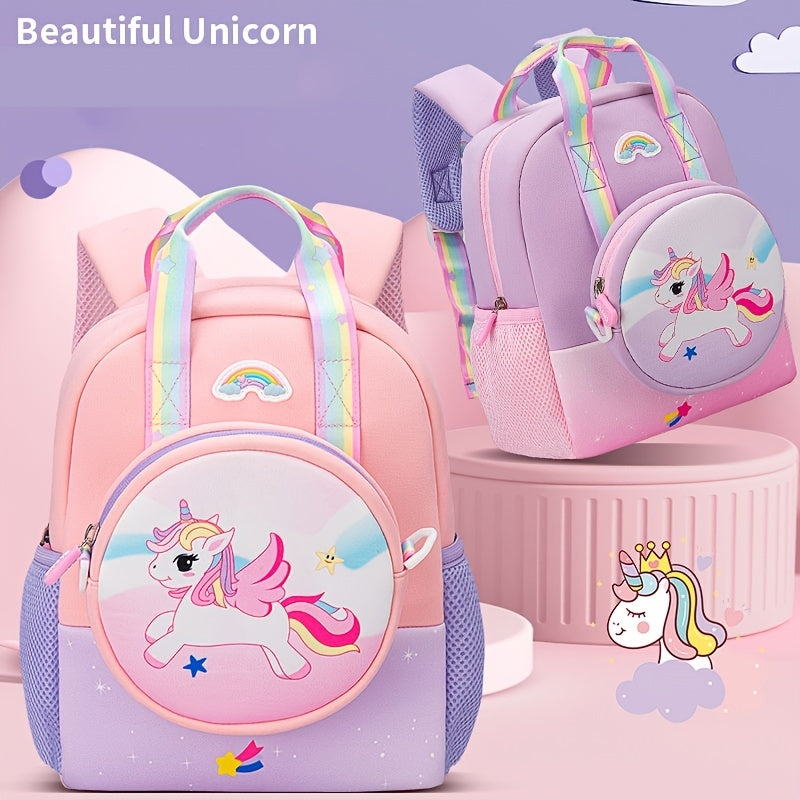 2pcs Rabbit Unicorn Shape Backpack With Crossbody Bag for Girls