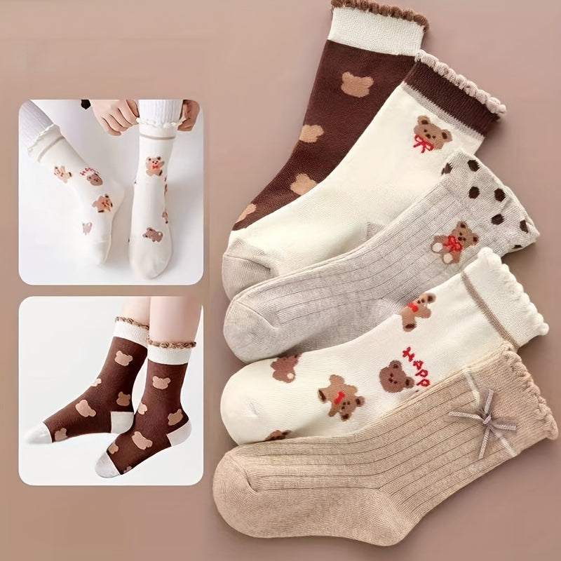 5 Pairs Girls Princess Socks Thin Mesh Comfy Children's Socks