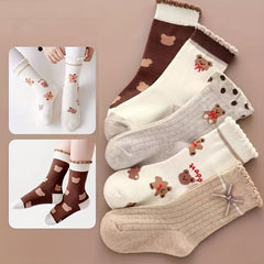 5 Pairs Girls Princess Socks Thin Mesh Comfy Children's Socks