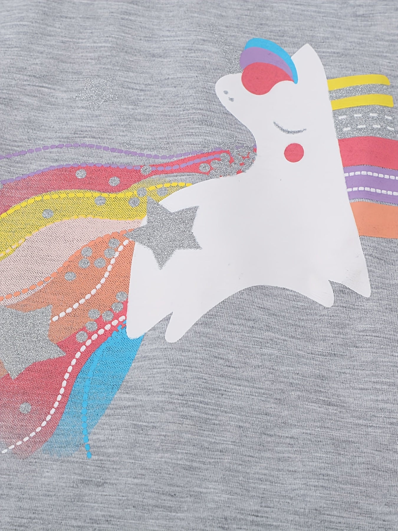 Cotton Unicorn Graphic Long Sleeve Crew Neck T shirt For Spring