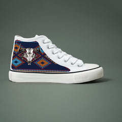 Vintage Cow Print Flat Heighten Chunky Canvas Sneakers