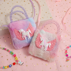 Cartoon Unicorn Plush Shoulder Bag Handbag Girls Coin Purse Small Messenger Bag