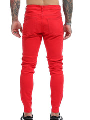 Men's Solid Slim Fit Pants Stretch Long Trousers
