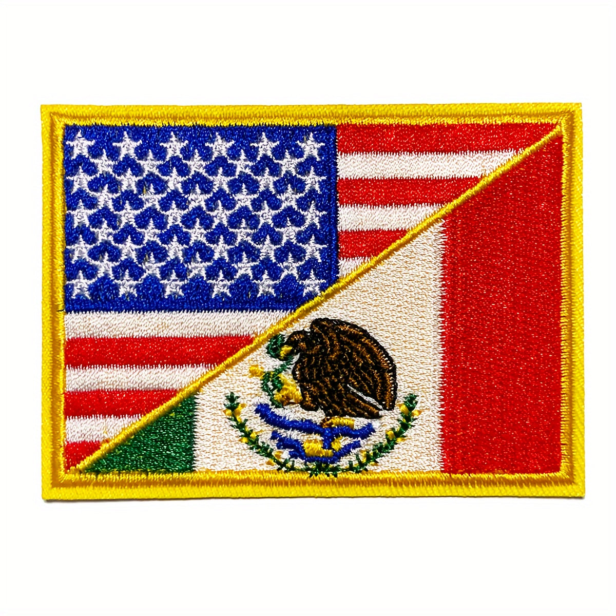 USA & Mexico Flag Patch Embroidered Applique Iron On Sew On Emblem