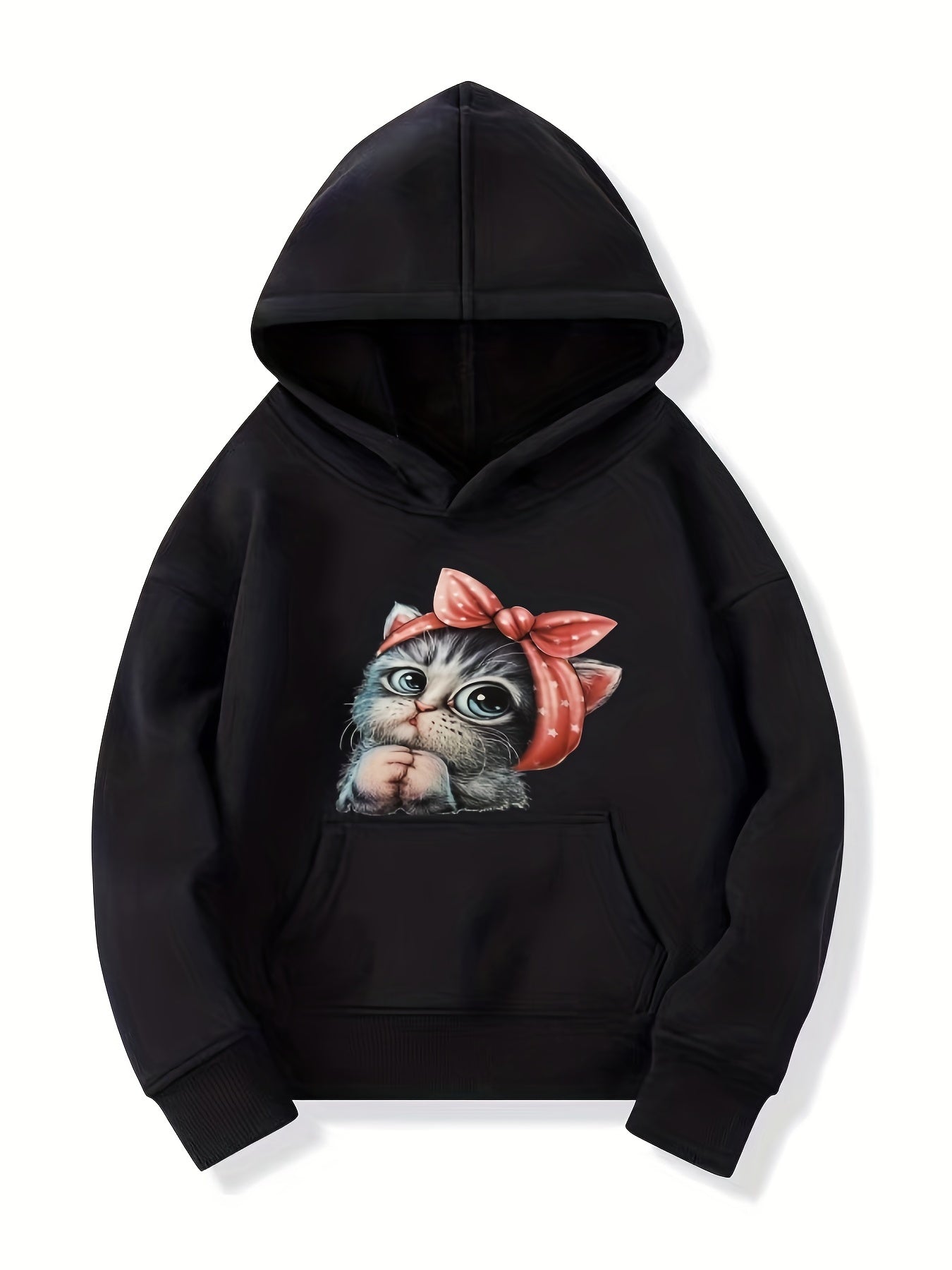 Bow Pattern Hoodie For Girls Long Sleeve Sweatshirt