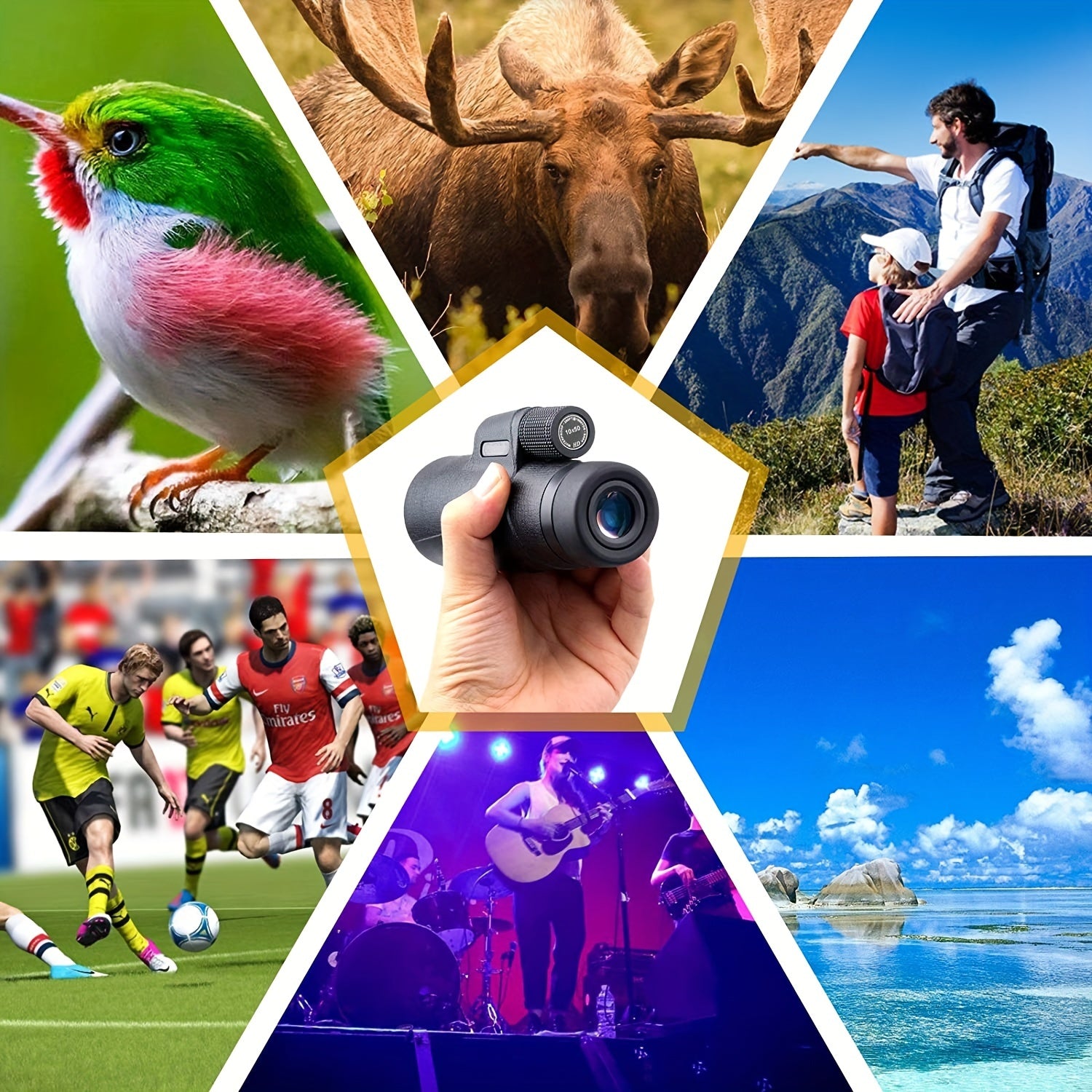 HD 12x50 Monocular Telescope for Outdoor Concerts and Wildlife