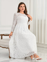 Lace Round Neck Maxi Bridesmaid Dress