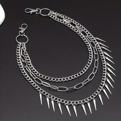 Alloy Geometric Pendant Chain Hip Hop Denim Waist Belt