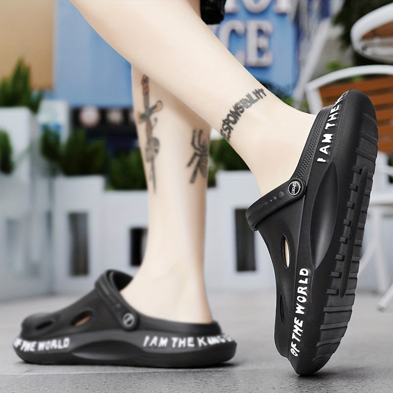 Men's Alphabet Detail Lightweight Comfy Clogs Non Slip Garden Shoes