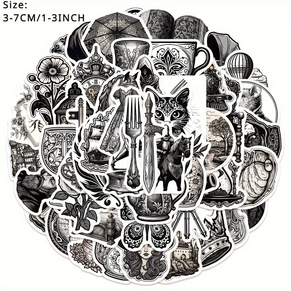 50pcs Medieval Style Phone Case Graffiti Stickers DIY Waterproof Decoration