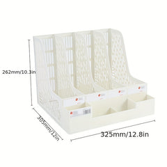 Desk Storage Box With Pen Holder, 4 Vertical Compartments, Thickened Material