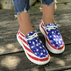 Patriotic Lace Up Boat Shoes for Women - Stylish and Comfortable