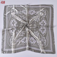 Women's Silk Head Scarf Floral Print Square Turban Lightweight Scarf