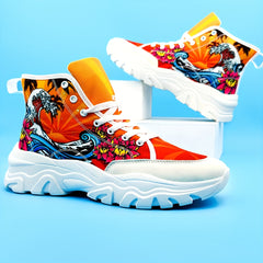 Graphic Print Lightweight Heighten Skate Shoes Casual Non Slip Chunky Sneakers