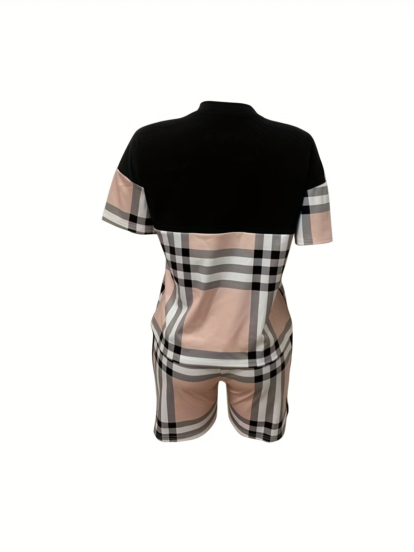 Women's Plus Denim Print Tee & Shorts 2pcs Set