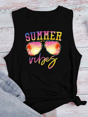 Sunglasses Print Tank Top Sleeveless Summer Casual Women's Clothing